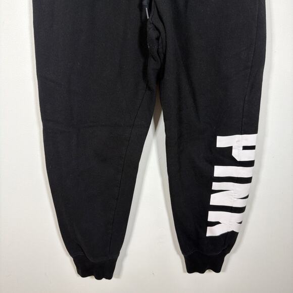 Victoria’s Secret PINK Black White Graphic Logo Print Joggers Sweatpants Pockets - Picture 3 of 9